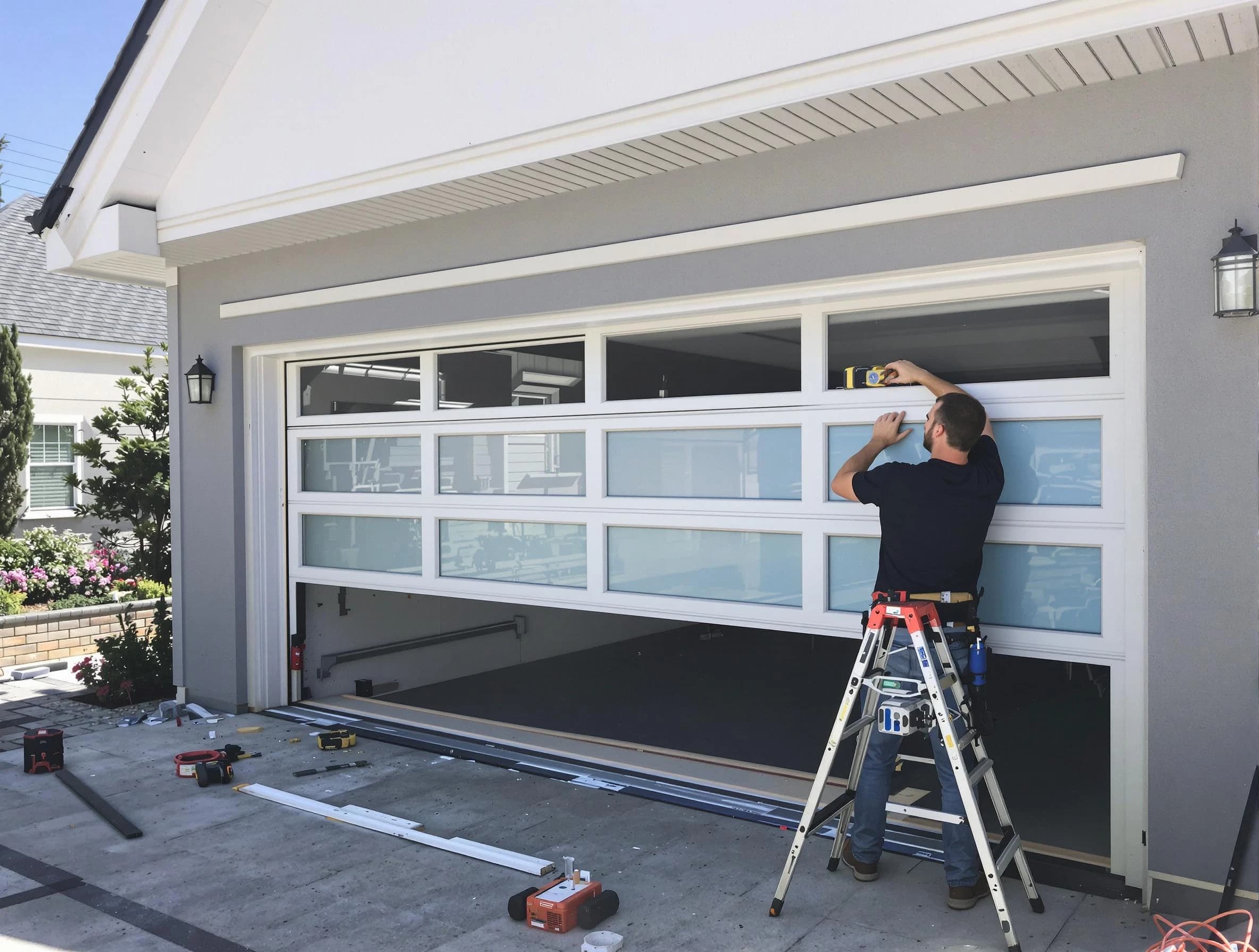 Plainfield Garage Door Repair team performing garage door replacement in Plainfield