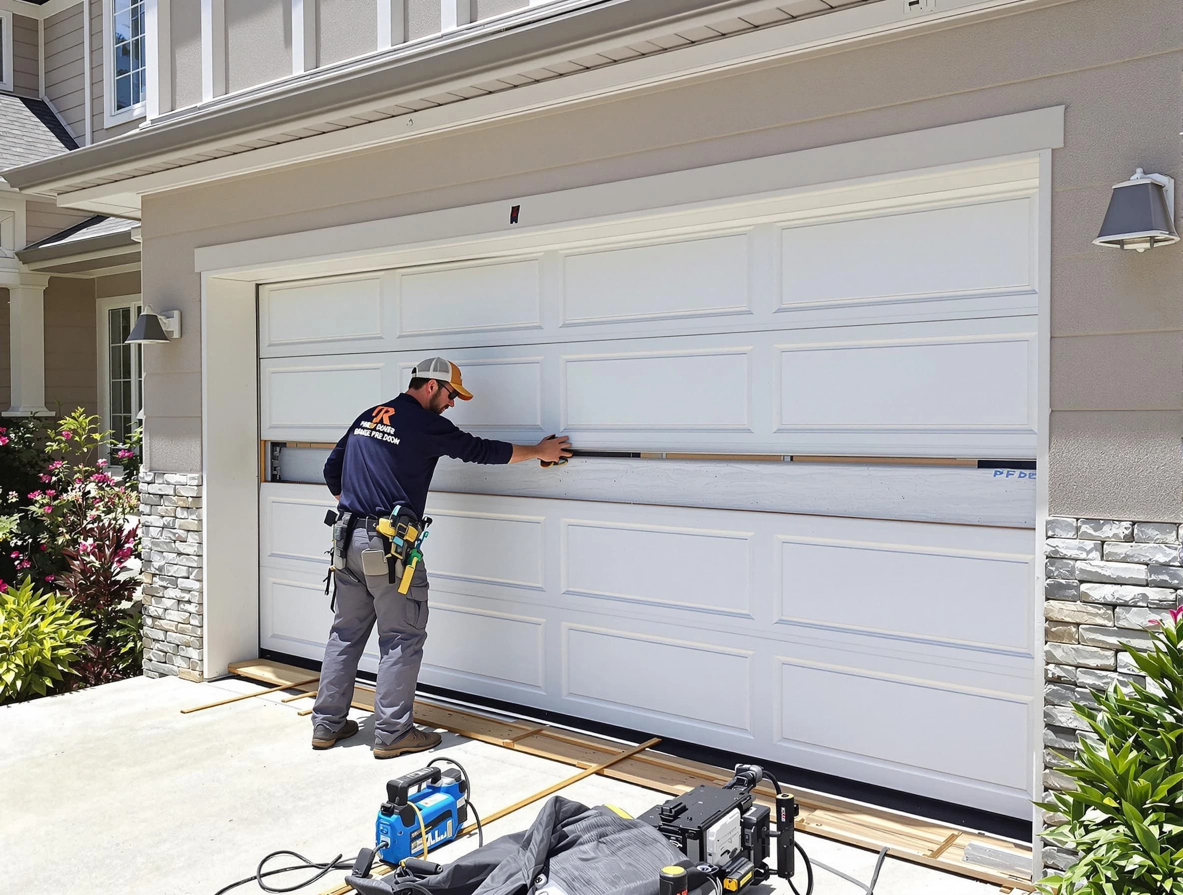 Plainfield Garage Door Repair team performing complete garage door replacement at Plainfield residence