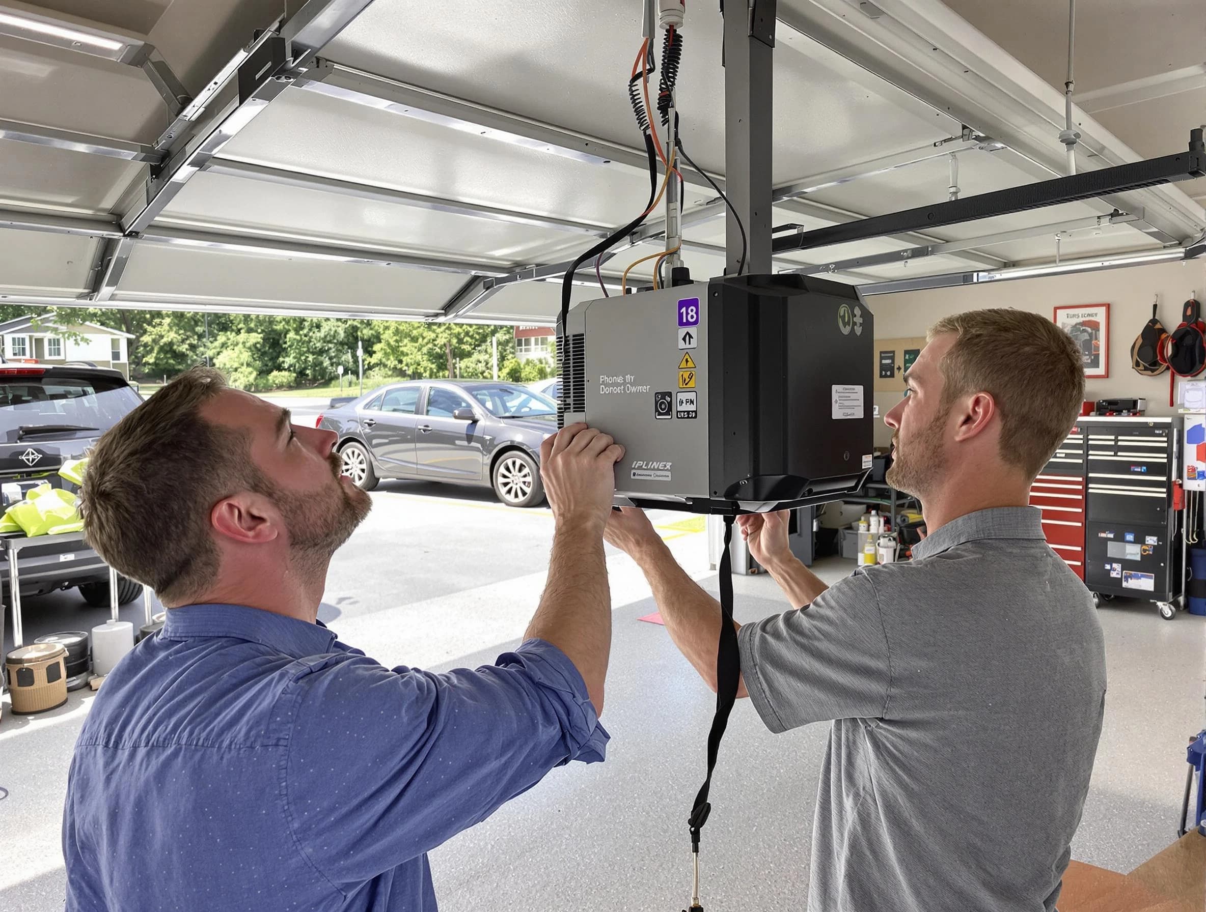 Plainfield Garage Door Repair technician installing garage door opener in Plainfield